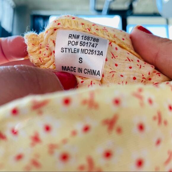 NEW ANTHROPOLOGIE MABLE Yellow Floral Smocked Ruffle Mini Tank Cutout Dress S - Picture 10 of 11